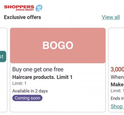 Shoppers Drug Mart Canada Offers: Buy One Get One Free Haircare Products May 21st