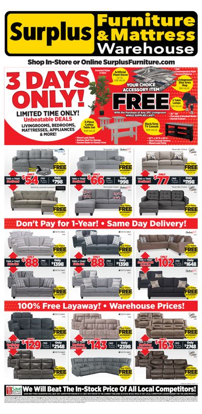 Surplus Furniture & Mattress Warehouse (Medicine Hat, Lethbridge) Flyer May 20 to 26