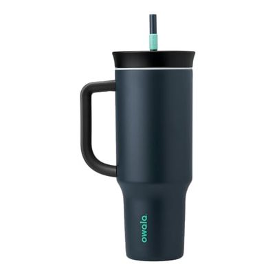 Owala Stainless Steel Triple Layer Insulated Travel Tumbler with Spill Resistant Lid, Straw, and Carry Handle, BPA Free, 40 oz, Gray (Foggy Tide) $37.53 (Reg $41.55)