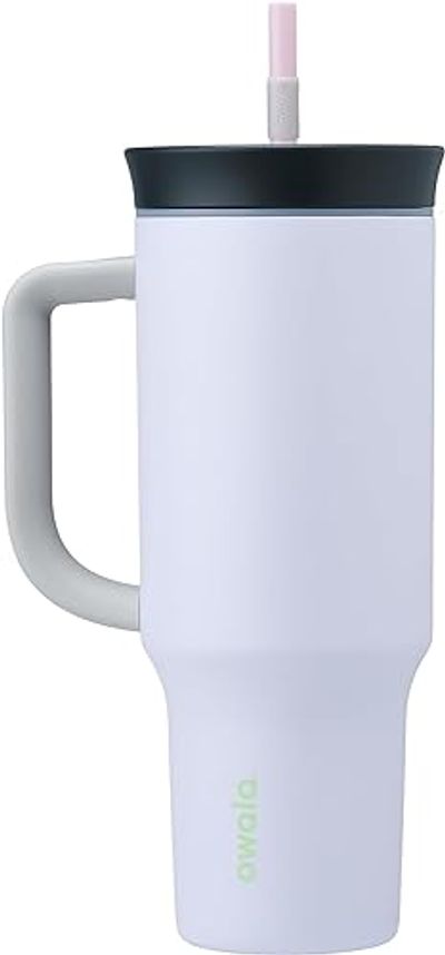 Owala Stainless Steel Triple Layer Insulated Travel Tumbler with Spill Resistant Lid, Straw, and Carry Handle, BPA Free, 40 oz, Purple (Bunny Hop) $37.42 (Reg $41.58)