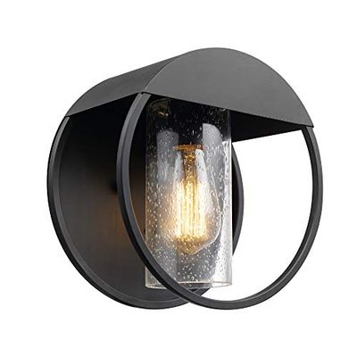 Globe Electric 44335 1-Light Outdoor Indoor Wall Sconce, Matte Black, Seeded Glass Shade, Outdoor Lighting, Kitchen Sconces Wall Lighting, Outdoor Light Fixture, Front Porch Décor, Weatherproof $44 (Reg $59.99)