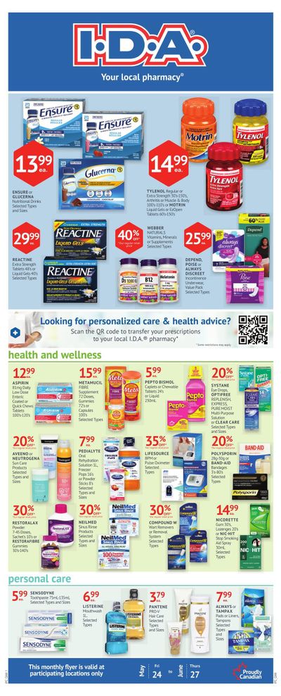 I.D.A. Pharmacy Monthly Flyer May 24 to June 27