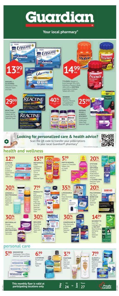 Guardian Pharmacy Monthly Flyer May 24 to June 27