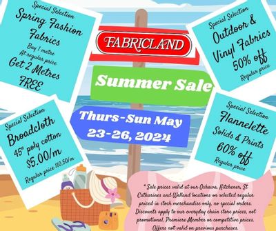 Fabricland (Oshawa, Whitby, Kitchener, St. Catharines, Welland) Flyer May 23 to 26