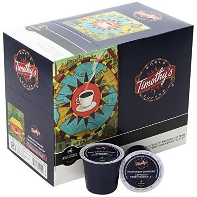 Timothy's World Coffee Rainforest Extra Bold Espresso Dark Roast Coffee, 96 K-Cup Pods On Sale for $33.99 at Costco Canada