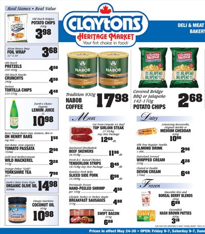 Claytons Heritage Market Flyer May 24 to 30