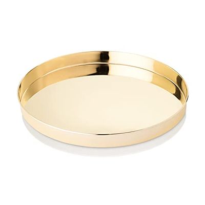 Viski Gold Tray, Round Gold Serving Tray, Stainless Steel with Gold Plating, 12.5 Inch Diameter, Perfume Tray, Gold, Set of 1 $47.7 (Reg $79.03)