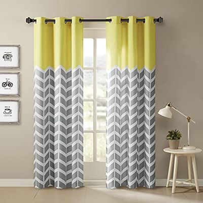 Alex Chevron Printed Grommet Top Panel Pair Yellow 84" Panel $38.99 (Reg $42.99)
