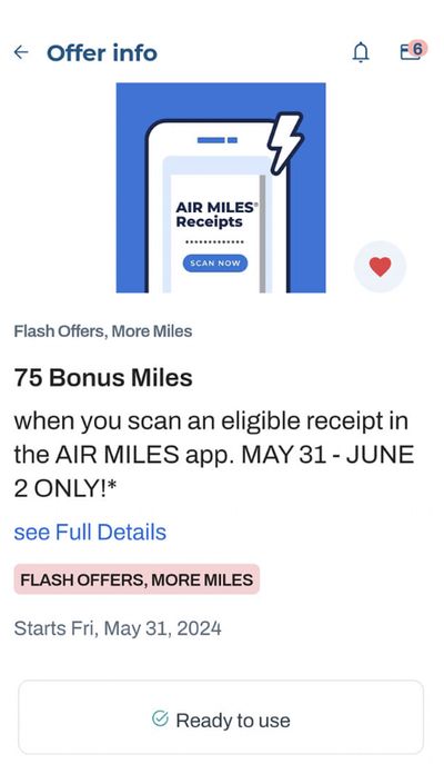 Air Miles Flash Offers: Get 75 Bonus Miles When You Scan an Eligible Receipt May 31st – June 2nd