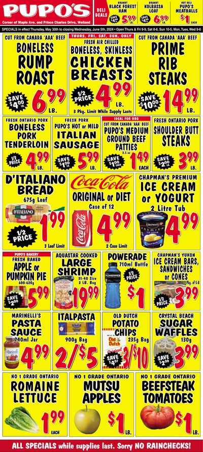 Pupo's Food Market Flyer May 30 to June 5