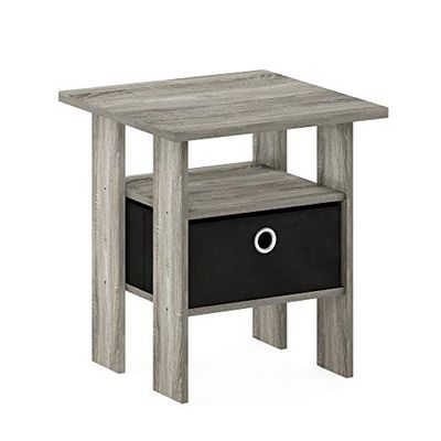 Furinno 11157Gyw/Bk Night Stand, 1 End Table, French Oak Grey/Black $25.5 (Reg $31.30)