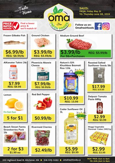 Oma Fresh Foods Flyer May 31 to June 6