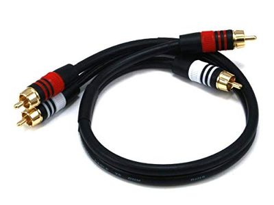 Monoprice 1.5ft Premium 2 RCA Plug/2 RCA Plug M/M 22AWG Cable - Black - (105346)