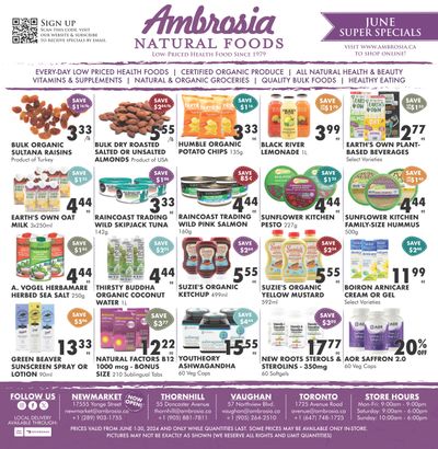 Ambrosia Natural Foods Flyer June 1 to 30