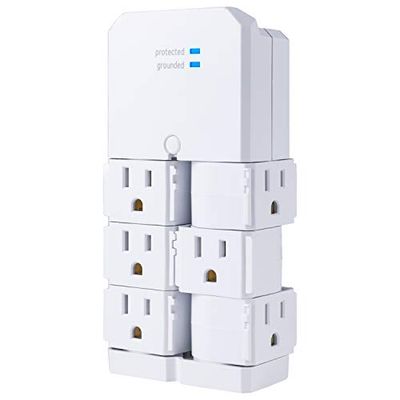 GE Pro 6-Outlet Surge Protector Tap with Swivel Outlets, White, 90 Degree Rotating Outlets, 1080 Joules, 37063 $21.07 (Reg $32.78)