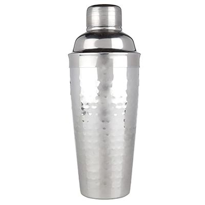 Viski Admiral Hammered Metal Cocktail Shaker, 24 oz Stainless Steel Cobbler Shaker With Strainer $28.6 (Reg $35.69)