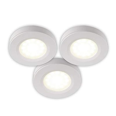 Bazz U00063WH Led Under Cabinet Puck Light, Linkable, Easy Installation, Energy Efficient, Plug-in, Bulbs Included, 2.75-in, White, 3 Piece $22.5 (Reg $27.98)