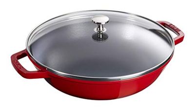 STAUB CAST Iron 30 cm / 12 INCH CAST Iron Wok with Glass LID, Cherry, Regular $206.8 (Reg $249.99)