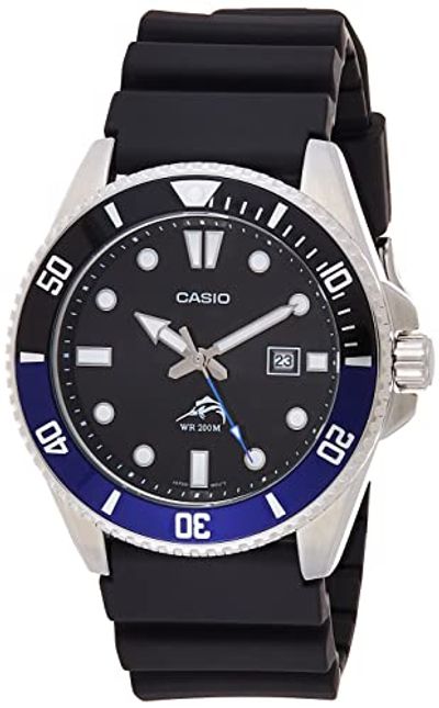 Casio Men's MDV106-1AV 200 M WR Black Dive Watch (MDV106-1A), Black/Blue, Classic $65.96 (Reg $73.27)