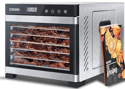 COSORI Food Dehydrator (50 Recipes) for Jerky, Vegetables Fruit, Meat, Dog Treats, Herbs, and Yogurt, Dryer Machine with Temperature Control, 6 Stainless Steel Trays, Rear-Mounted Fan, Silver $199.99 (Reg $229.99)