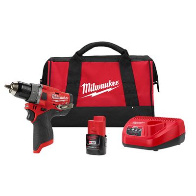 Milwaukee Tool M12 FUEL 12V Lithium-Ion Brushless Cordless 1/2-inch Hammer Drill Kit On Sale for $129.00 at Home Depot Canada