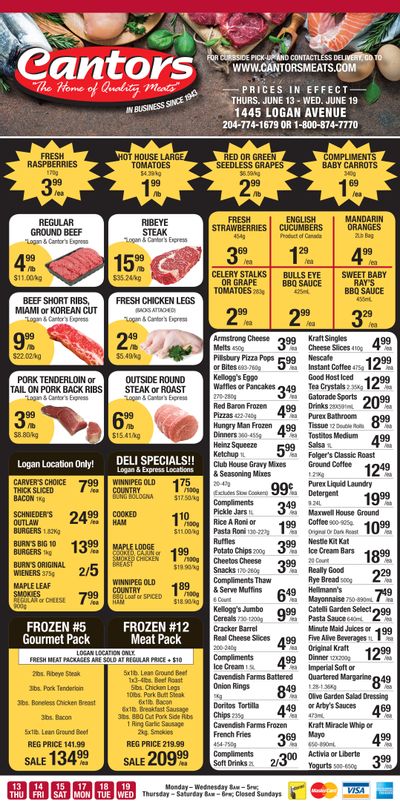 Cantor's Meats Flyer June 13 to 19