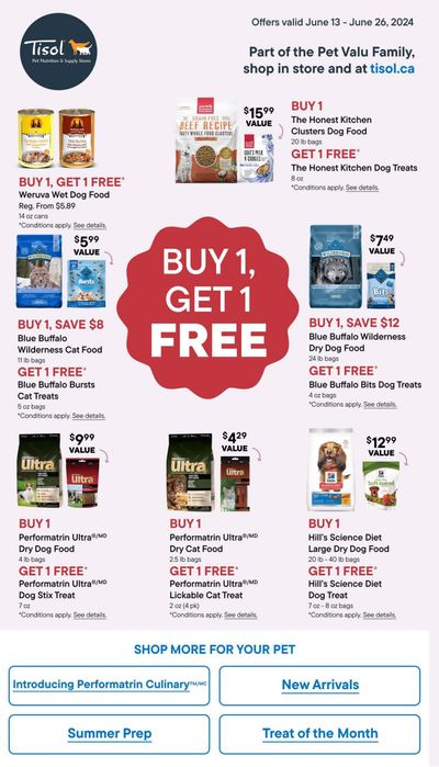 Tisol Pet Nutrition & Supply Stores Flyer June 13 to 26
