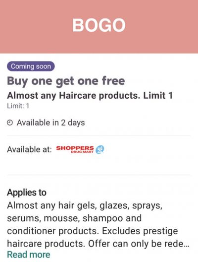 Shoppers Drug Mart Canada Offers: Buy One Get One Free Haircare June 18th