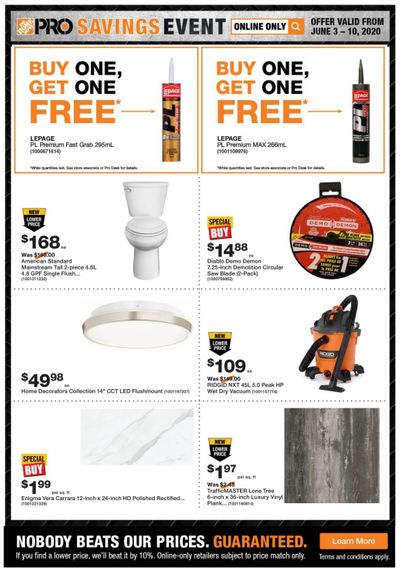 Home Depot Pro Savings Event Flyer June 3 to 10