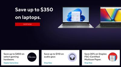 Staples Canada: Save up to $350 on Laptops + Red Dot Deals + More