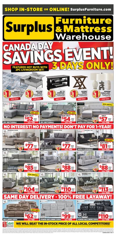 Surplus Furniture & Mattress Warehouse (Medicine Hat, Lethbridge) Flyer June 24 to July 1