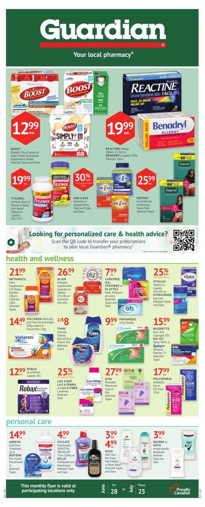 Guardian Pharmacy Monthly Flyer June 28 to July 25