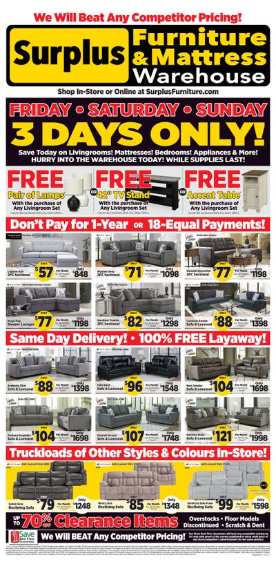 Surplus Furniture & Mattress Warehouse (Saskatoon) Flyer July 2 to 7
