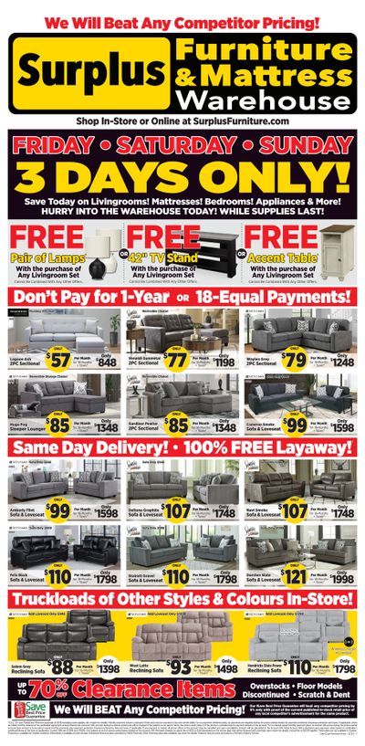 Surplus Furniture & Mattress Warehouse (Saint John) Flyer July 2 to 7