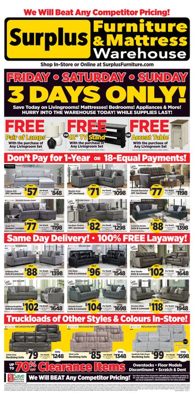 Surplus Furniture & Mattress Warehouse (Brandon) Flyer July 2 to 7