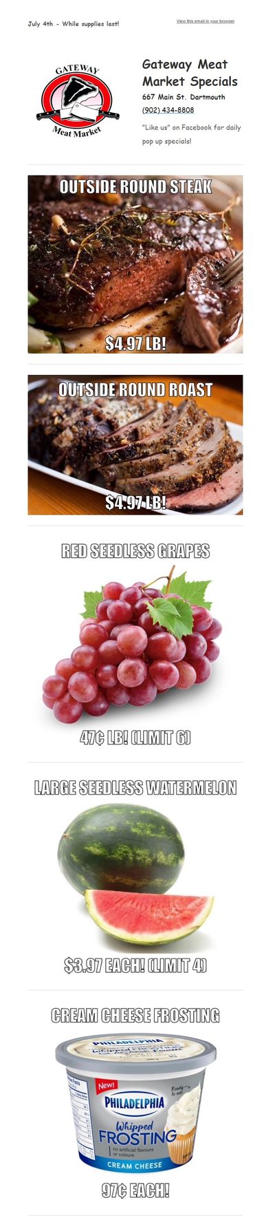 Gateway Meat Market Flyer July 4 to 10