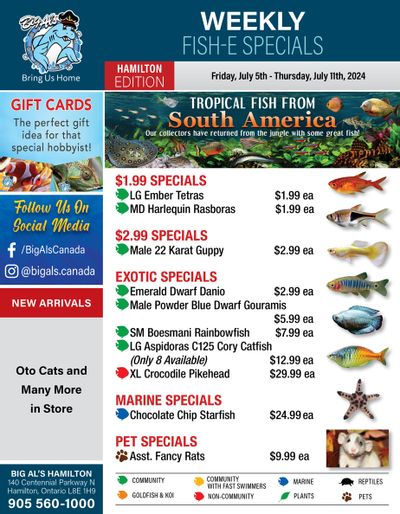 Big Al's (Hamilton) Weekly Specials July 5 to 11