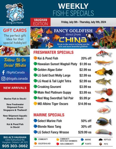 Big Al's (Vaughan) Weekly Specials July 5 to 11