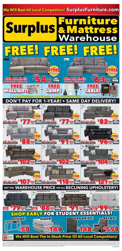 Surplus Furniture & Mattress Warehouse (Sudbury) Flyer July 8 to 28