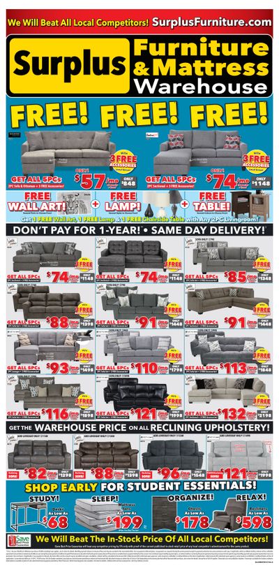 Surplus Furniture & Mattress Warehouse (Grand Falls Windsor) Flyer July 8 to 28
