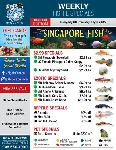 Big Al's (Hamilton) Weekly Specials July 12 to 18 Big Al's (Hamilton) Weekly Specials July 12 to 18