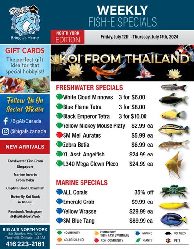 Big Al's (North York) Weekly Specials July 12 to 18