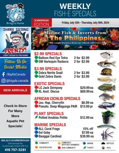 Big Al's (Scarborough) Weekly Specials July 12 to 18