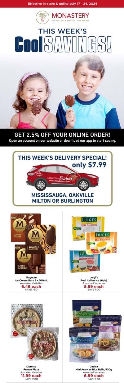 Monastery Bakery Flyer July 17 to 24
