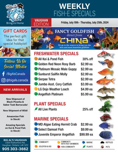 Big Al's (Vaughan) Weekly Specials July 19 to 25