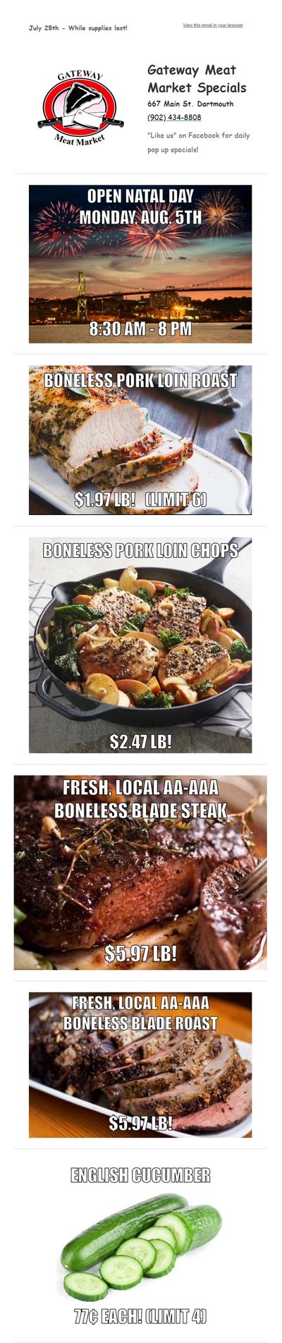 Gateway Meat Market Flyer July 25 to 31