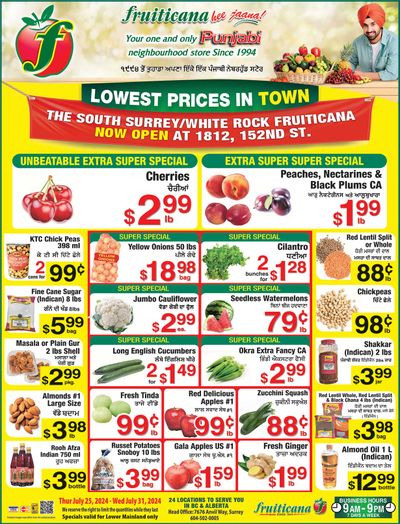 Fruiticana (Greater Vancouver) Flyer July 25 to 31
