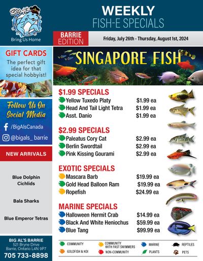 Big Al's (Barrie) Weekly Specials July 26 to August 1