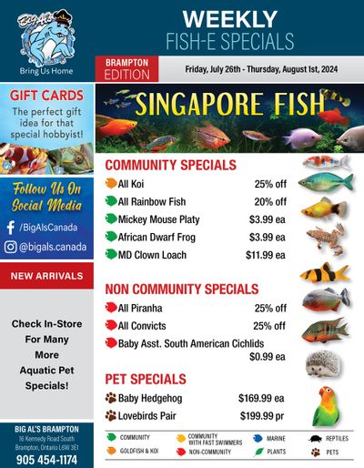 Big Al's (Brampton) Weekly Specials July 26 to August 1