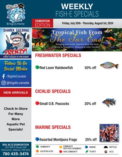 Big Al's (Edmonton) Weekly Specials July 26 to August 1